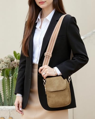 Fashion Small Crossbody Bags for Women Trendy Designer Cell Phone Purses - color: Huashan Apricot