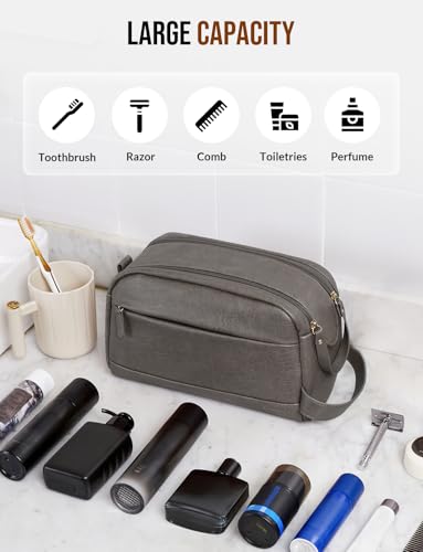 PU Leather Toiletry Bag for Men, Grey - color: Grey, size: Medium