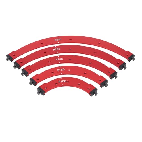 Jiawu Radius Jig Router Templates, Set of 5 (R100 R150 R200 R250 R300), Aluminum Alloy Corner Rounding Jig for Router, Woodworking Corner Radius Template for Cabinet, Wardrobe, Furniture, Door