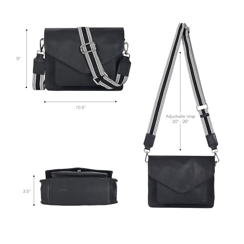 Ozora Genuine Leather Crossbody Purse for Women, Shoulder Bag - color: Black Ndm W2