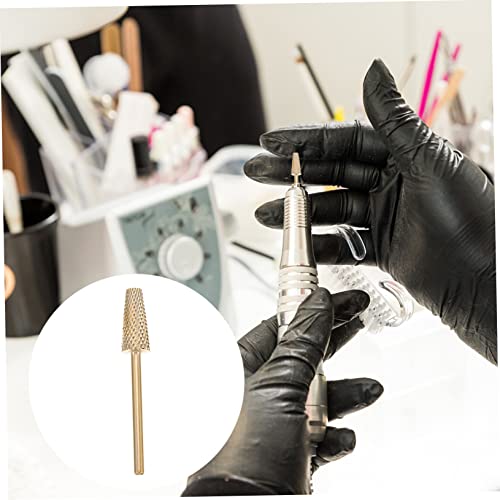 POPETPOP 2pcs Nail Art Polishing Grinding Tungsten Carbide Manicure Bit for Salon and Home Use for Nail Reshaping and Dead Skin Removal Compact Design Easy to Install - color: Golden 1x2pcs, size: 4x0.5cmx2pcs