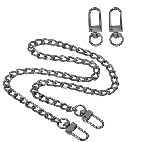 uxcell 23.6" Flat Purse Chain Strap, Black Shoulder Straps Chains Metal Handbag Replacement Belt with 2 Pcs Metal Lobster Swivel Trigger Clips Style1 for Cross Body Wallet Bag - color: Black, size: 23.6"