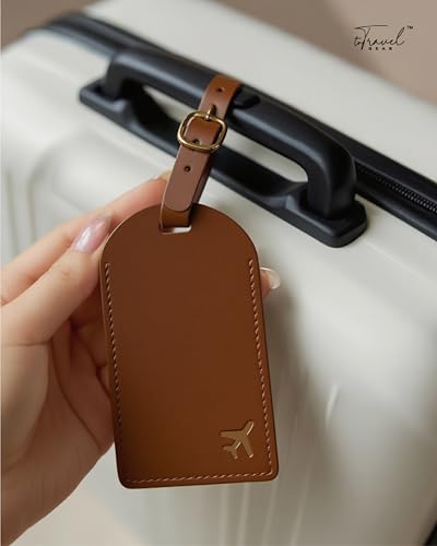 Luggage Tags for Suitcases, PU Leather Travel Tags for Luggage - color: Brown