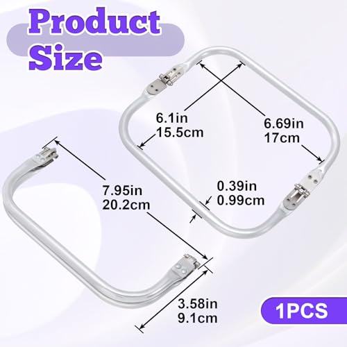 Lekgavd 7.8" Metal Purse Frame, Rectangle Clasp Bag Handle, 1 Set, Silver - color: Silver, 1pcs,7.8"