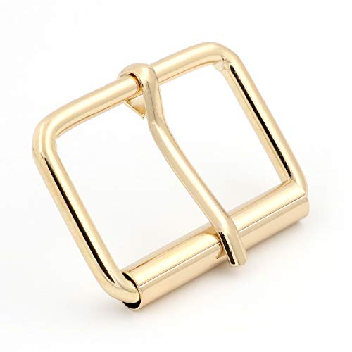 BIKICOCO Roller Buckle, 1-1/2'' x 1'' Heel Rolling Bar Buckles for Bags Leather Webbing Straps - color: Light Gold X 20 Pcs