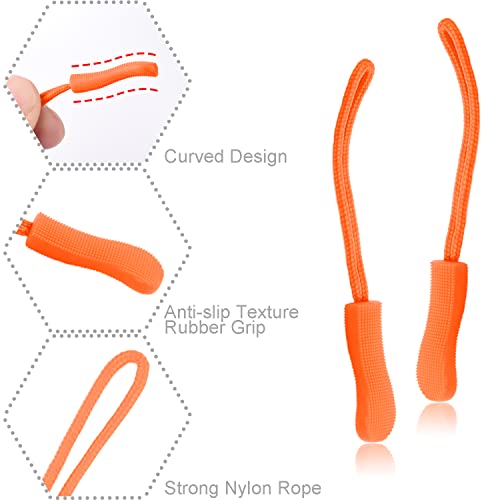 CooBigo 12Pack Zipper Pull Replacement, Golf Bag Zipper Pull Replacement Tab for Backpack, Jackets, Pants, Boots, Coats, Luggage - Orange(Universal Extender) - color: 08#- Orange 12pcs