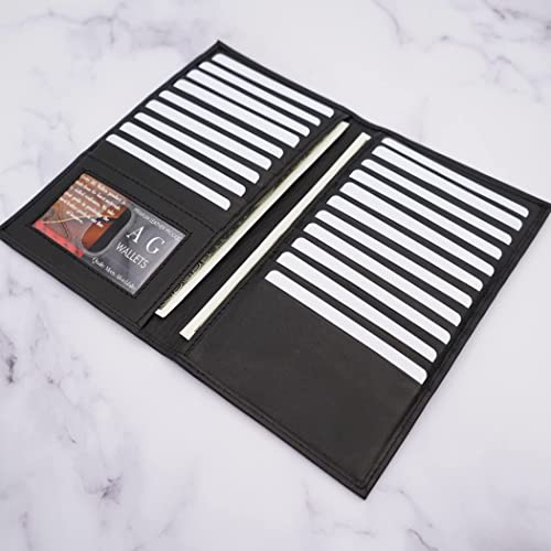 AG Wallets Genuine Leather Mens Long ID 19 Credit Card Security Wallet Black (RFID_Black) - color: RFID_Black