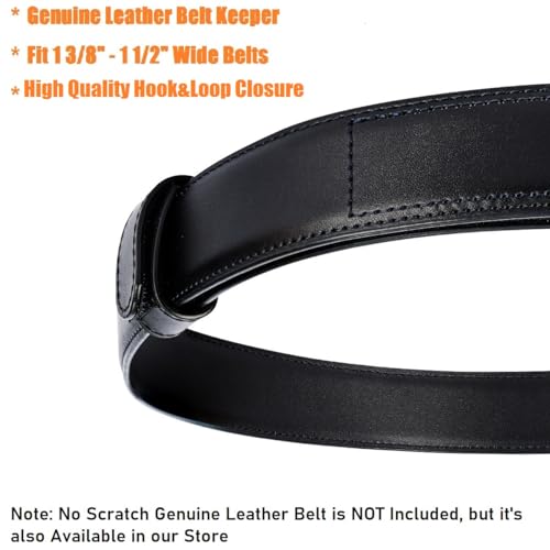 TACNEX Genuine Leather Belt Keeper 1 3/8" - 1 1/2" Wide Men's Belt Loop Stays Dress Belt End Holder Retainer Tool Belt Band - color: Black, size: 1 pcs