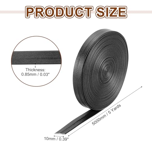 uxcell 5 Yard 10mm PU Faux Leather Strips, Fold Over Leather Strap Roll Double Sided Faux Supplies for DIY Craft Projects, Black - color: Black, size: 10mm