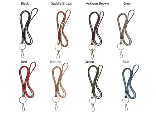 GENIQUE leather lanyards for id badges, key leather lanyard, 21 inch length lanyard leather for keys, id badges, flash drive - color: Natural Distressed