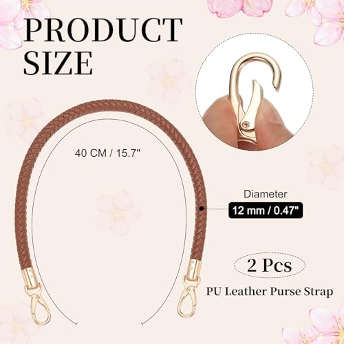 PATIKIL Braided Purse Straps PU Leather - color: Light Brown, size: 15.7"