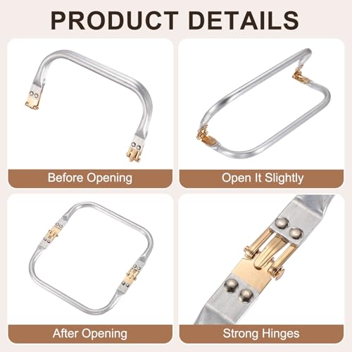 MECCANIXITY 2 Pcs Metal Purse Frame, 22cm/8.6" Rectangle Aluminum Purse Frame Kiss Lock Clasp Bag Hardware Replacement for DIY Sewing Bag Clutch Making Supplies, Light Gold/Silver