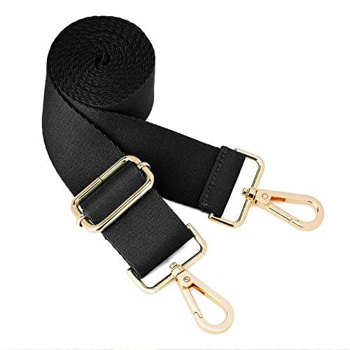 ZOOEASS Wide Shoulder Strap (Solid),Adjustable Replacement Belt Crossbody Canvas Bag Handbag - color: Black