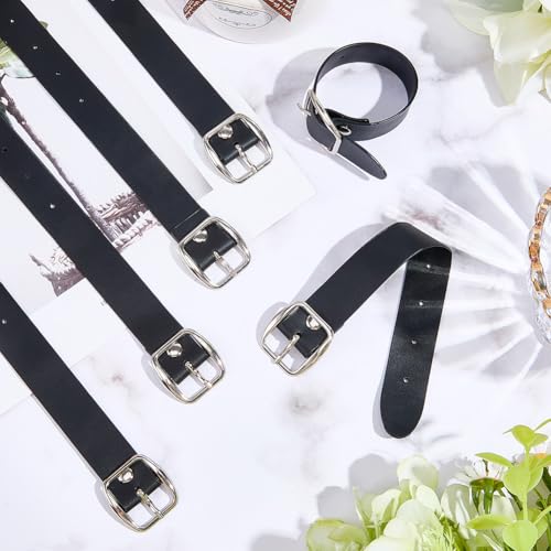 6Pcs 7.2 x 0.7 Inch Adjustable Bicycle Basket Strap Black PU Leather Belt Buckle Extender Adjustable Kilt Skirt Extention Strap with Metal Square Buckle for Coat Jacket Dress Bags DIY Craft