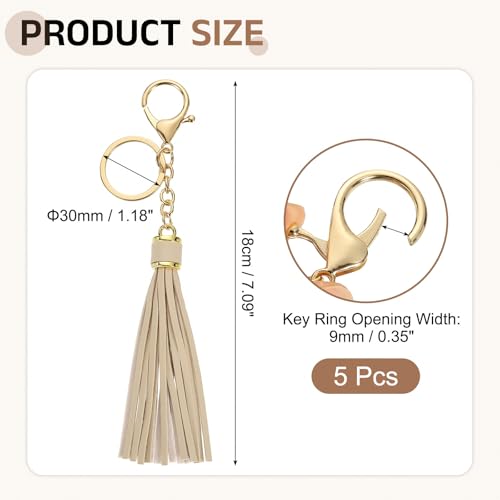 uxcell Leather Keychain Tassels, Women Tassel Bag Charm with Lobster Clasp Key Ring for Handbag Purse - color: Dirty Pink