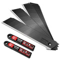 HAUTMEC 20PCS 18mm Triple Cutting-edge Snap Off Blades, Retractable Black Replacement Blades, SK2 Utility Knife Blades, Strengthened Safety Box, for Box, Carpet, Rope HT0083-20PC - style: 20PCS