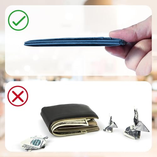 Chelmon Slim Wallet for Men, Minimalist Front Pocket RFID Blocking Credit Card Holder - color: Navy Blue