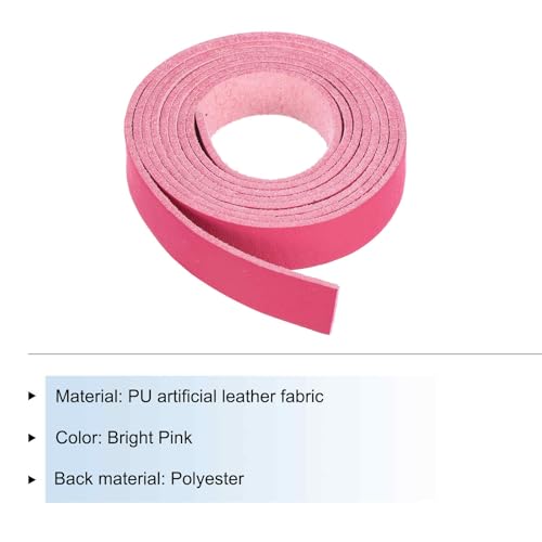 MECCANIXITY Leather Straps Strip Belt 1.2cm(0.5" Width) 100cm(40" Length) Leather Strips String Bright Pink for DIY Craft, Jewelry, Key Chains - color: Bright Pink, size: 1.2cm x 100cm