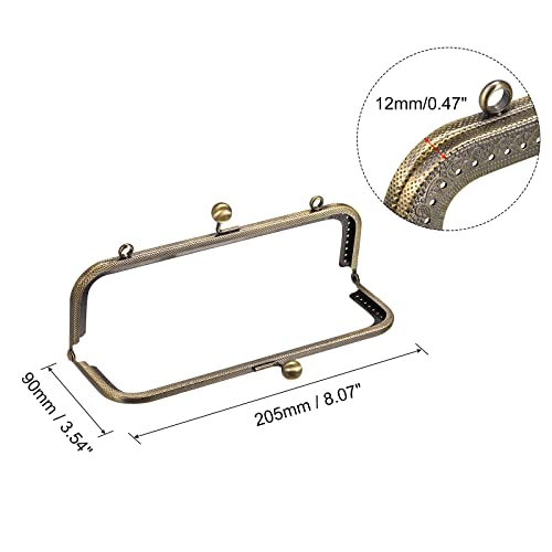 uxcell Metal Purse Frames - 8.07" 4Pcs Kiss Lock Clasp Frame Rectangle Embossed Clutch Frame Handles for Coin Purse Sewing Bag Making DIY Craft, Bronze - color: Bronze