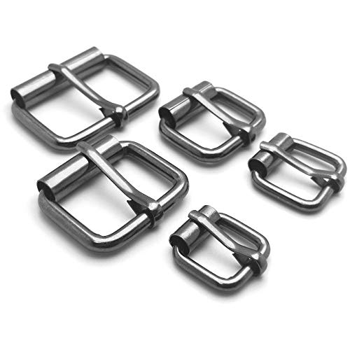 Assorted Multi-Purpose Metal Roller Buckles Belts Hardware Pin Buckle for Bags Leather Belt - color: Gun Black, Assorted Inches