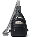 Leresas 7L Sling Bag for Women Crossbody Bag Sling Purse Fanny Packs Vegan Leather Chest Bag Trendy Handbag Travel Anti Theft - color: Black