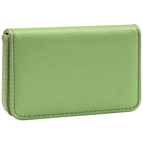 Business Card Holder，PU Leather Business Card Case Color Printing Pattern Card Holder Wallet，Pockets Magnetic Credit Card Holders for Men and Women - Banana Green - color: Banana Green