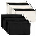15 Pack Blank Cotton Canvas DIY Craft Zipper Bags Pouches Pencil Case for Makeup Cosmetic Toiletry Stationary Storage - color: White+Black
