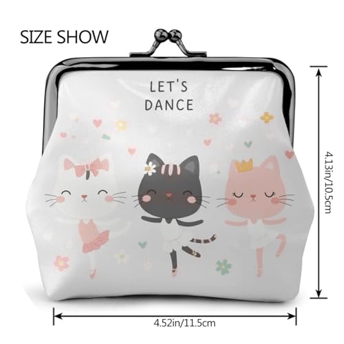 Kiss-lock Coin Purse for Women Change Purses Cute Small Coin Pouch Tiny Coin Wallet (Dance Cats) - color: Dance Cats