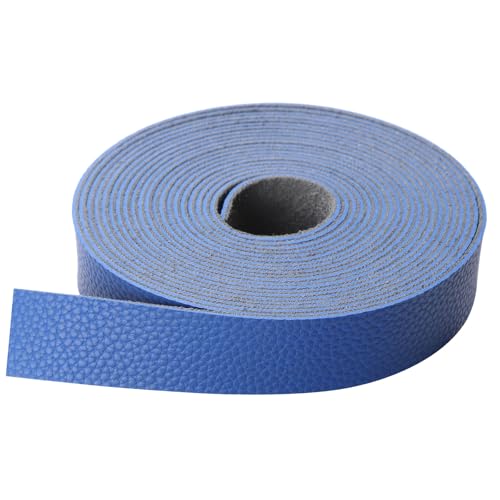picheng Faux Leather Strap 1 Inches Wide Lychee Texture Leather Straps for Crafts, 200 Inches Long Faux Leather Strips - color: Blue