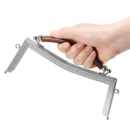 uxcell Metal Purse Frames 2 Pcs Kiss Lock Clasp Frame Embossed Clutch Frame with Rubber Handle for Coin Purse Handbag Making DIY Craft, Silver - color: Silver