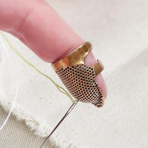 1 Pcs Adjustable Metal Sewing Thimble Finger Protector Open Top Ring Thimble Fingertip Shield for Quilting Embroidery Hand Sewing Tool(Copper, S) - color: Copper|S