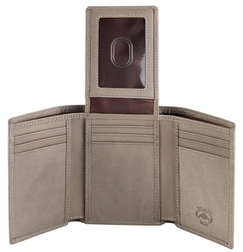 Stealth Mode Trifold Wallet - RFID Blocking Wallet with Flip ID Holder - Leather Case for Money, Credit Cards - Mens Organizer, Divided Billfold, Identity Protection - Men's Gifts (Grey) - color: Grey
