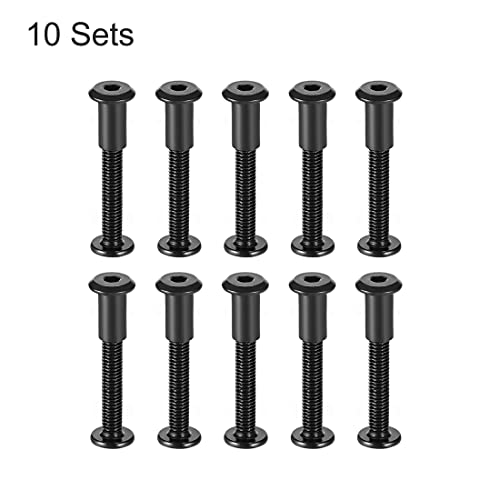 uxcell Screw Post Fit for 5/16" 8mm Hole Dia Male M6x50mm Black 10 Sets - size: 50mm