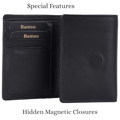 Wild Wolf Black Trifold Wallet for Men – Full-Grain Nappa Leather, RFID Blocking, Unique Embossed Design, Gift for Husband, Dad, or Boyfriend - style: Wild Wolf
