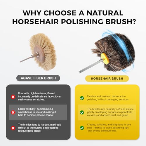 Bacar 4" Horsehair Polishing Wheel Brush for Drill Shoe & Leather Buffer - style: Round Head