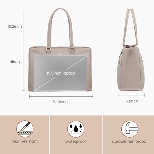 LOVEVOOK Laptop Tote Bag for Women, Office Work Bag Briefcase fit for 15.6 inch Laptop, Large Capacity Teacher Computer Bag Handbag | Fits 15.6 Inch Laptop, Waterproof Front Pocket, Shoulder Strap, Large Purse for Business Office Work, Milk Gray Purple -