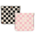 2Pcs PU Leather Small Squeeze Coin Purse Pouch Mini coin Bag Unique And Cute Wallet Cosmetic Bags Change Bag For Women Girls Men （Black and pink checkered1 - color: Black and pink checkered1
