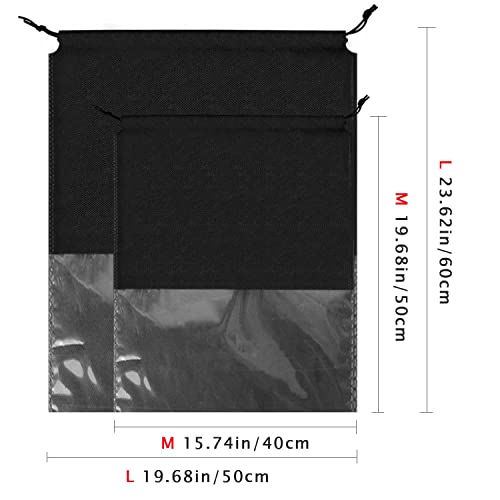 8PCS Dust Bags for Handbags Jumbo Travel Shoe Bags Purses Organizers Storage Bags with Rope Clear Window Dustproof Drawstring Bag Storage Pouch for Men and Women - Black, 23.6 x 19.7 in - color: Black, size: 23.6 x 19.7 in