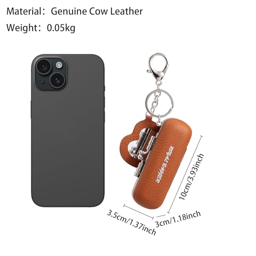 Royal Bagger Mini Lipstick Bag for Women, Genuine Cow Leather Kiss Lock Pouch, Key Holder with Keychain, Heart Mirror 3286 - color: Purple