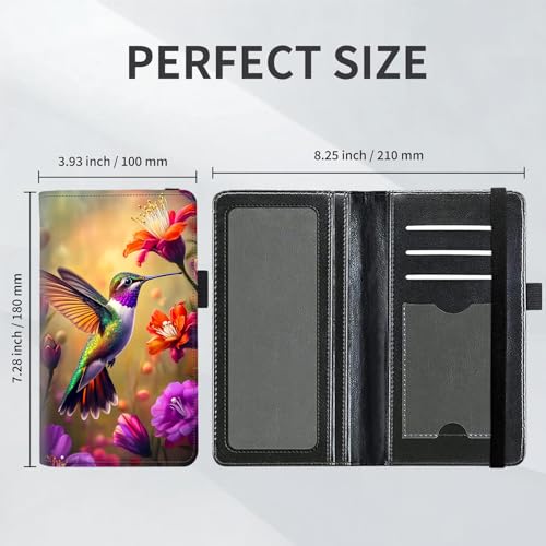 Checkbook Cover for Women and Men, RFID Blocking PU Leather Checkbook Holder Wallet Case with Elastic Strap & Multiple Card Slots, for Checks and Cards, Hummingbird Among Blooms - color: Hummingbird Among Blooms