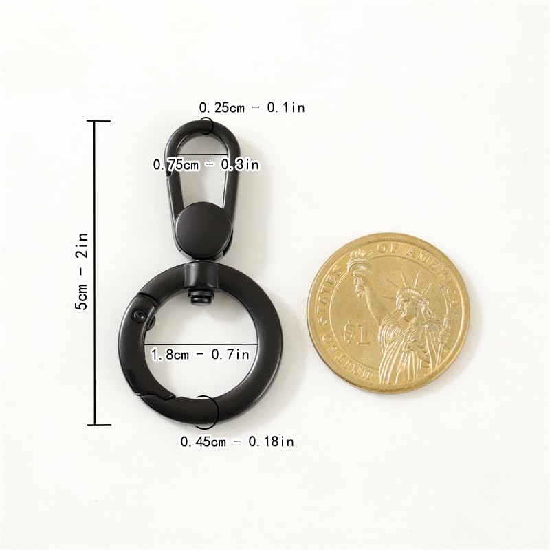 2pcs Double Opening Snap Hooks,Push Gate Snap Hook Metal Swivel Lobster Claw Clasp Purse,Backpack,Bag Strap,Keyring,Phone case (Matte Black) - color: Matte Black