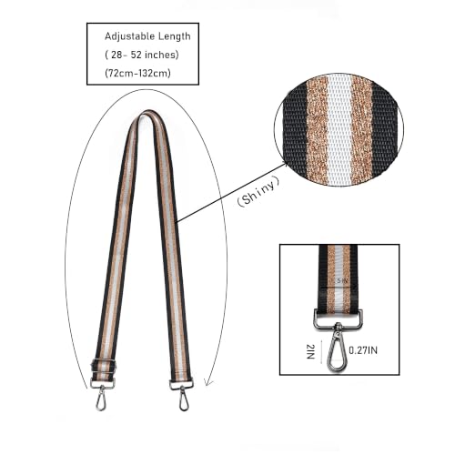 LVYOUME Purse Strap Silver Hardware Wide Bag Straps Replacement Crossbody Adjustable Shoulder Strap for Purses - color: Black Hardware-white