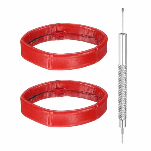 HARFINGTON Leather Watch Band Loops Replacement Watch Band Keeper Watch Strap Holder Retainer Wristwatch Strap Fastener Rings - color: Red, size: 24mm