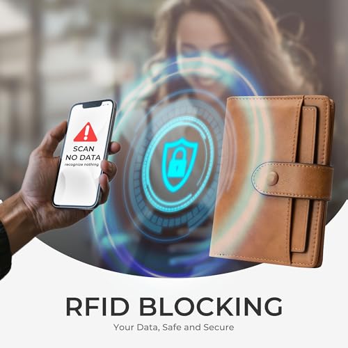 Alldaily Small Slim RFID Blocking Leather Wallet for Women, Bifold with 10 Card Slots and Coin Pocket (Brown) - color: Brown