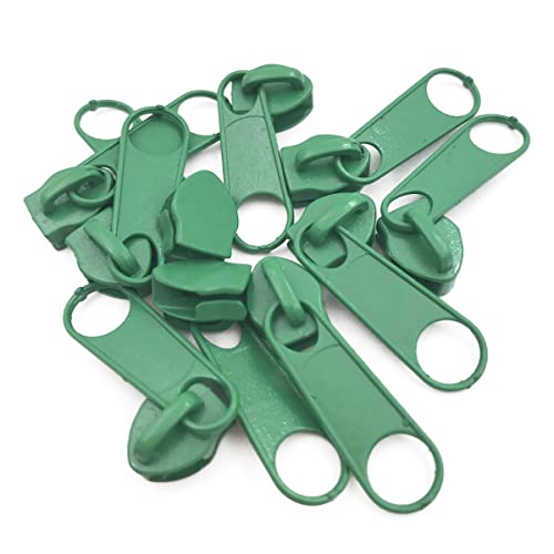 ECYC Ltd 50 Pieces #5 Zipper Sliders for Nylon Coil Zipper Repair, Metal Zipper Pull Replacement Slider Zipper Head for Sewing Tailor DIY Crafts Clothes Backpack Purses Bags Luggage, Green - color: Green