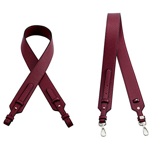 Grain Leather Purse Strap Adjustable Crossbody Replacement Straps for Handbags Monk Head Screws Detachable - color: Burgundy Red-long Type, size: Silver Clasps