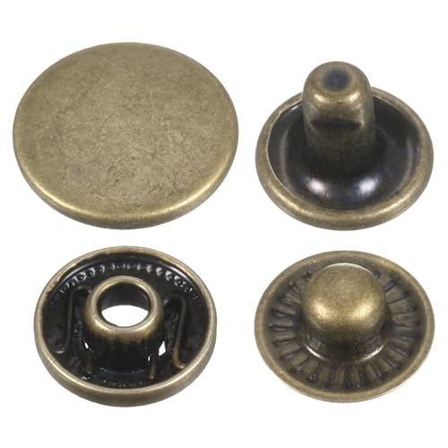 HARFINGTON 60 Sets Press-Stud Cap Buttons 15mm Metal Snap Fastener Alloy Sew-on Snap Buttons for Bag Leathers Marine Boat Canvas, Bronze - color: Bronze, size: 15mm