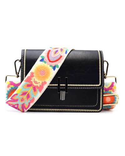 Embroidered Purse Straps Replacement Crossbody Wide Adjustable Bag Straps | Thick Purse Strap for Crossbody Bags,Extra Long Strap,Cross Body Straps for Handbags,Bag Straps for Tote Bags,Shoulder Straps - color: Flower 2
