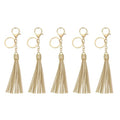 uxcell Leather Keychain Tassels, Women Tassel Bag Charm with Lobster Clasp Key Ring for Handbag Purse - color: Gold