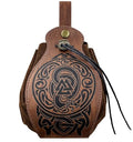 Embossed Nidhogg Valknut Leather Drawstring Belt Pouch Men Women | Portable Waist Pack,Retro Medieval Viking Knight Look,Multifunctional Bag,Ideal LARP Party Halloween Cosplay Wear,Gift,Brown - color: Nordic Nidhogg Valknut Belt Pouch- Brown